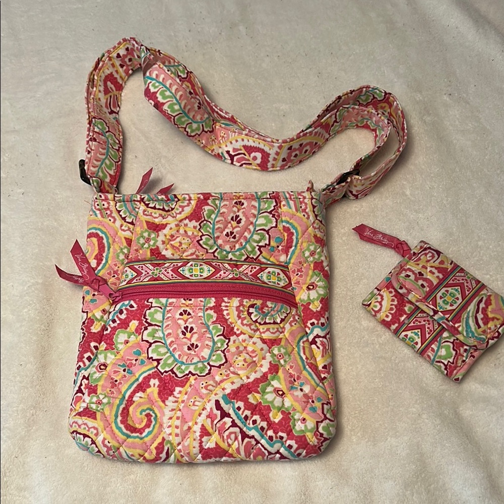 Vera Bradley Crossbody Bag and Wallet with Paisley Design